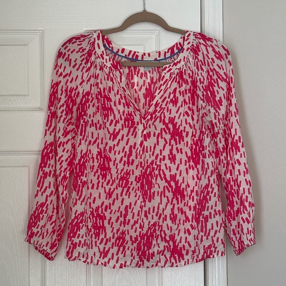 Boden Pink and White Viscose Gauzy Lightweight Tunic Blouse Sizre 4P Petite - Picture 1 of 5